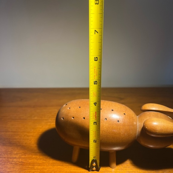 Vintage Mcm Teak? wooden pig toothpick orderve holder Japan Kitschy - Picture 11 of 12